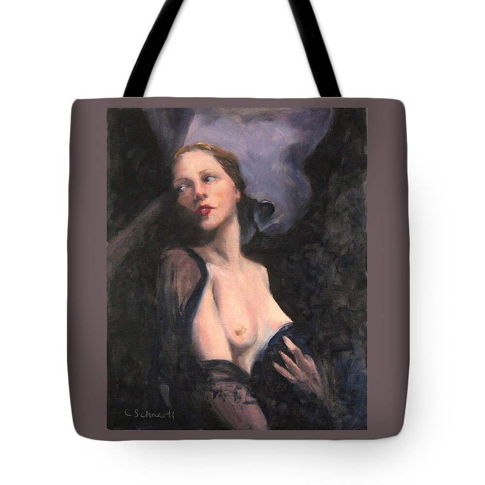 Vintage Tote Bag featuring the painting Sheer Wrap by Connie Schaertl