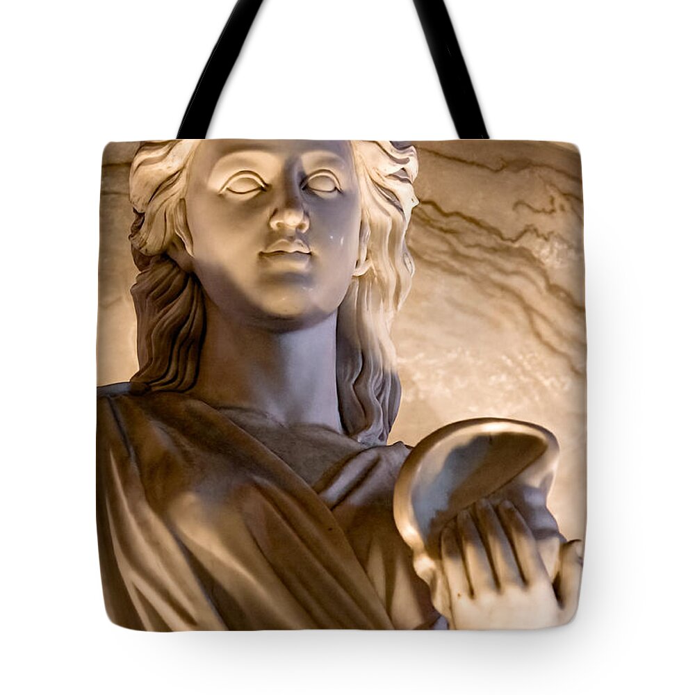 Sculpture Tote Bag featuring the photograph Shell In Hand by Christopher Holmes