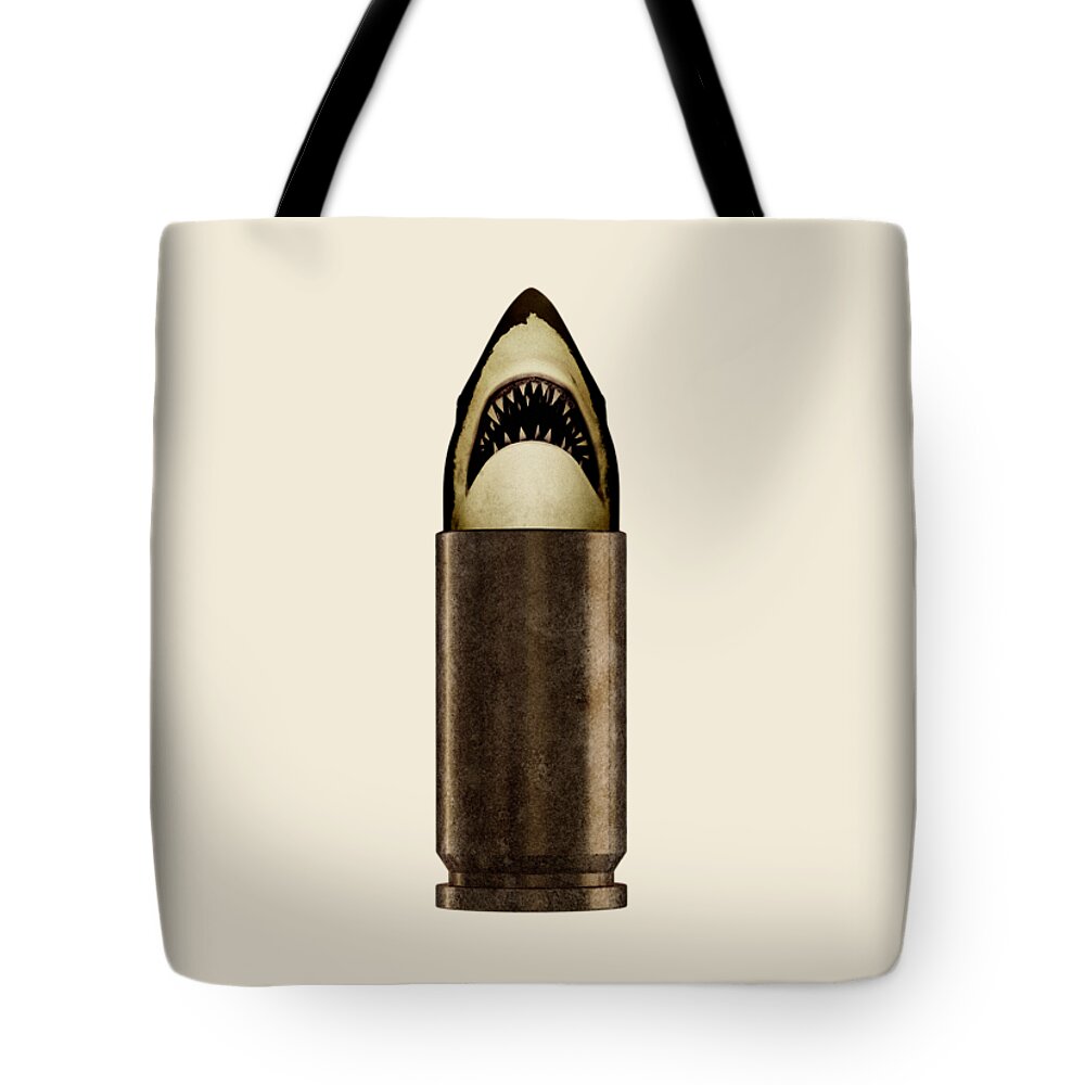 #faatoppicks Tote Bag featuring the digital art Shell Shark by Nicholas Ely