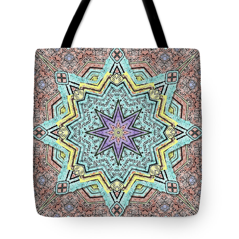 Mandala Tote Bag featuring the digital art Shell Star Mandala by Deborah Smith