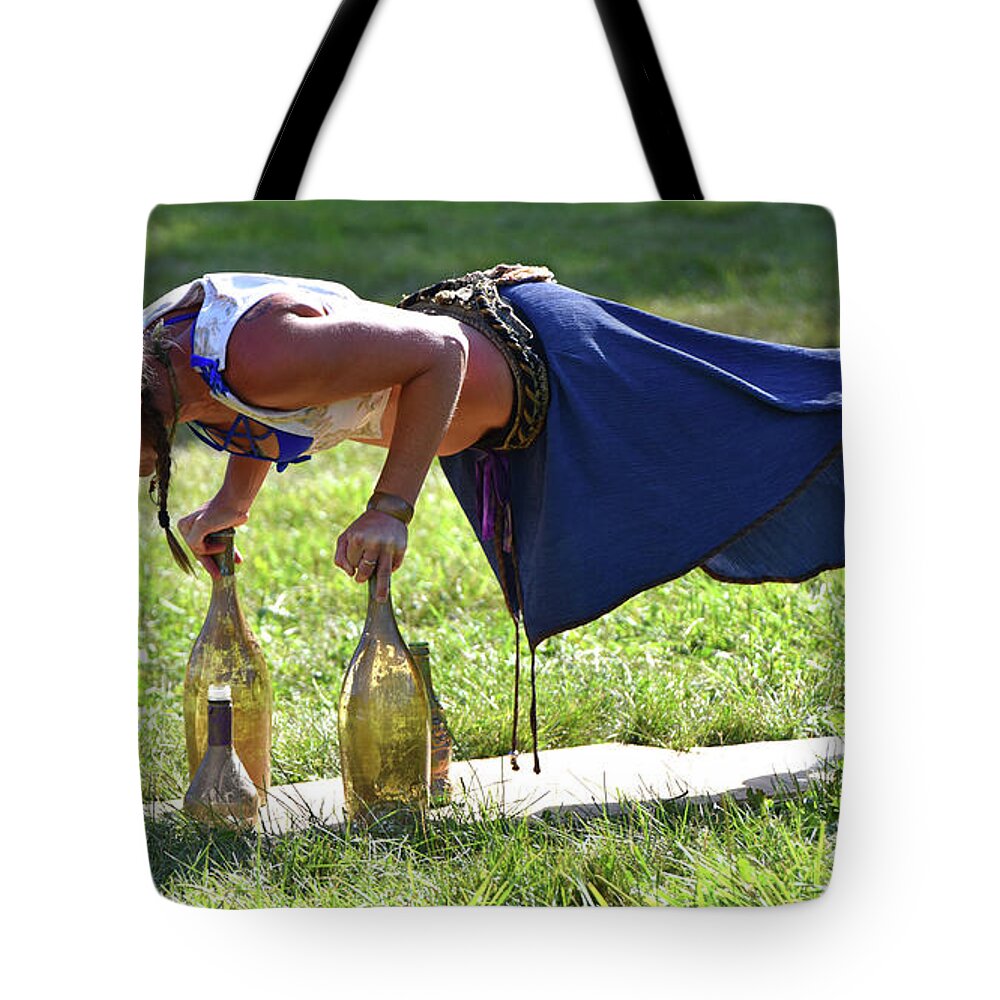 Action Tote Bag featuring the photograph Shelli Buttons on the Bottle by Mike Martin