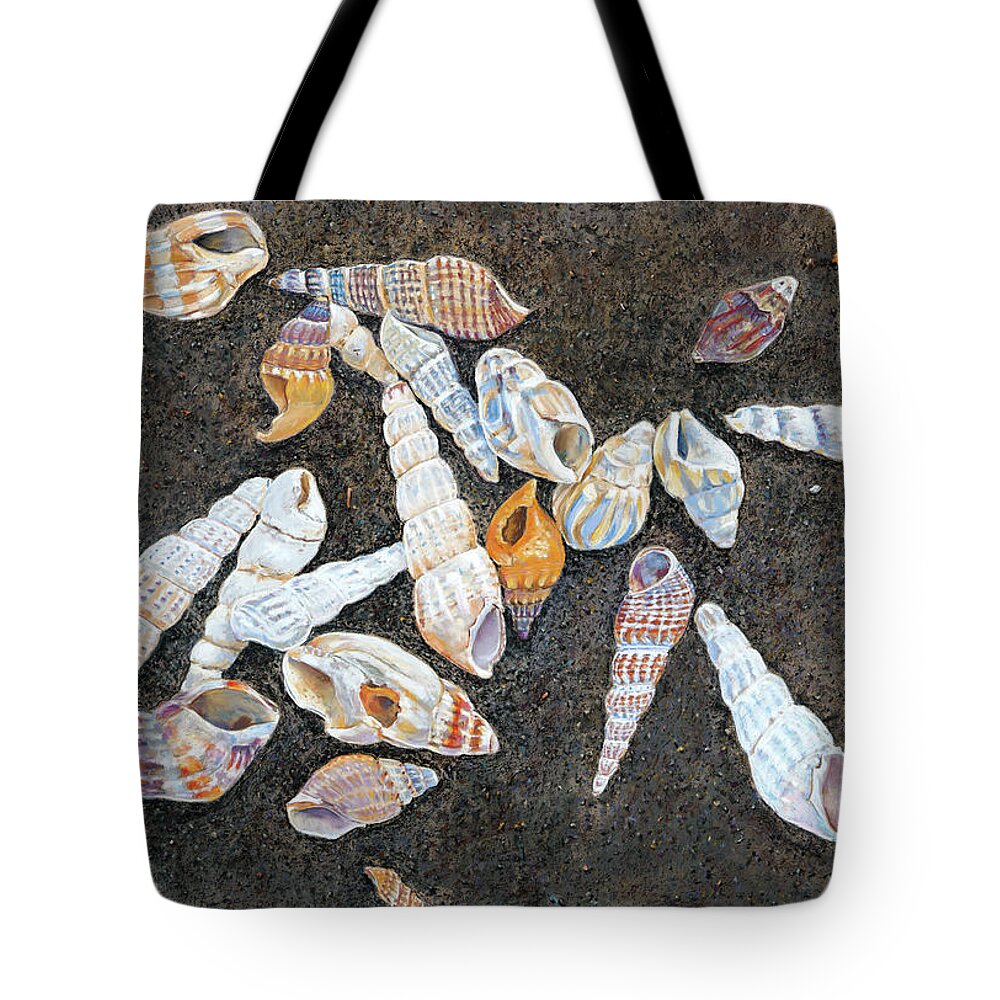 Birdseye Art Studio Tote Bag featuring the painting Shells from the Sea of Galilee by Nick Payne