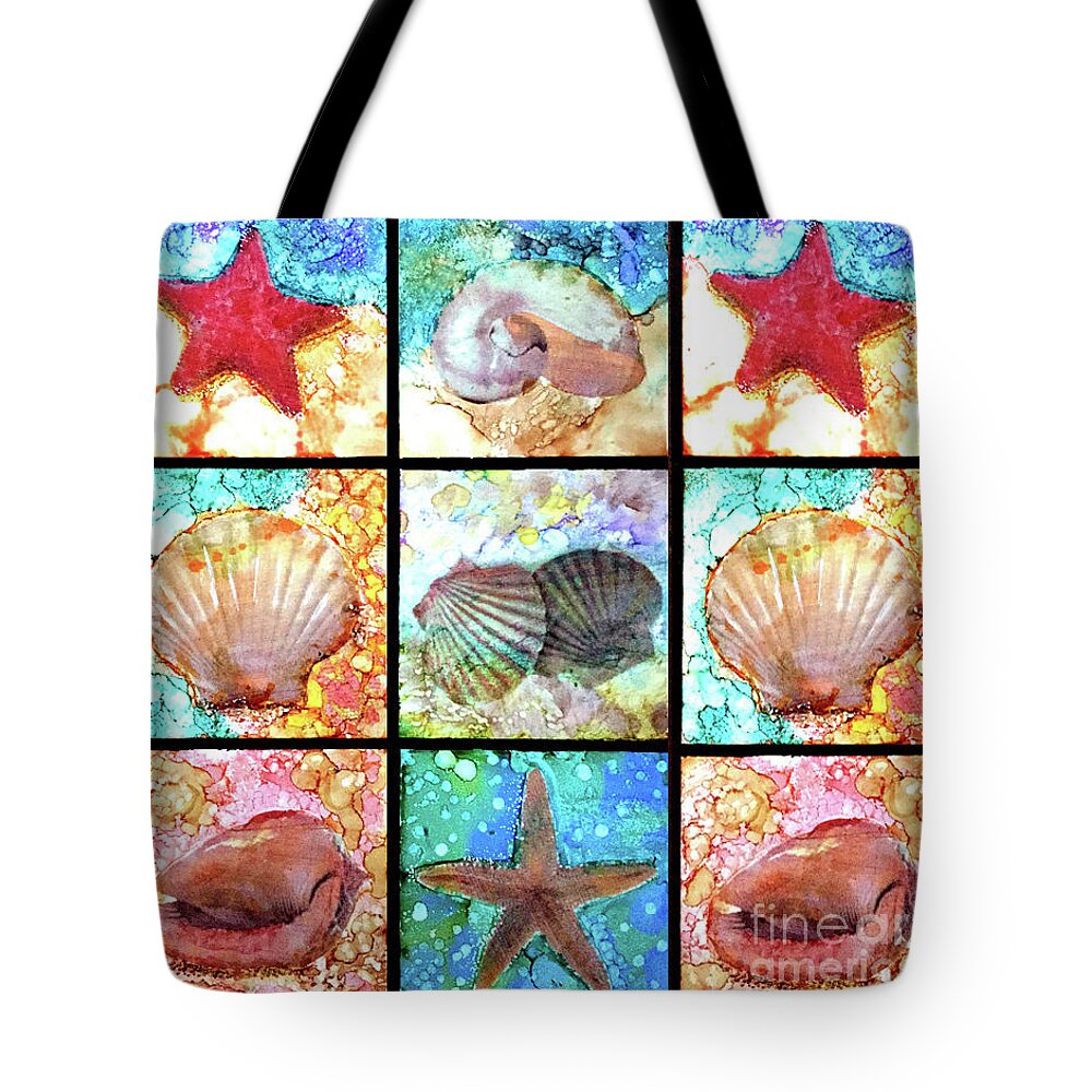 Sea Shells Tote Bag featuring the painting Shells X 9 by Alene Sirott-Cope