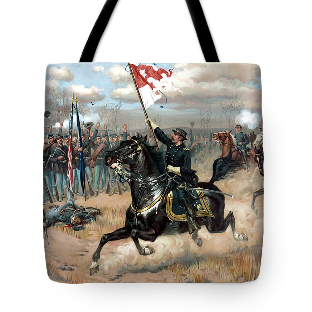 Sheridans Ride Tote Bag featuring the painting Sheridan's Ride by War Is Hell Store