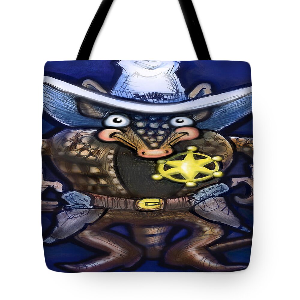 Sheriff Tote Bag featuring the digital art Sheriff Dillo by Kevin Middleton