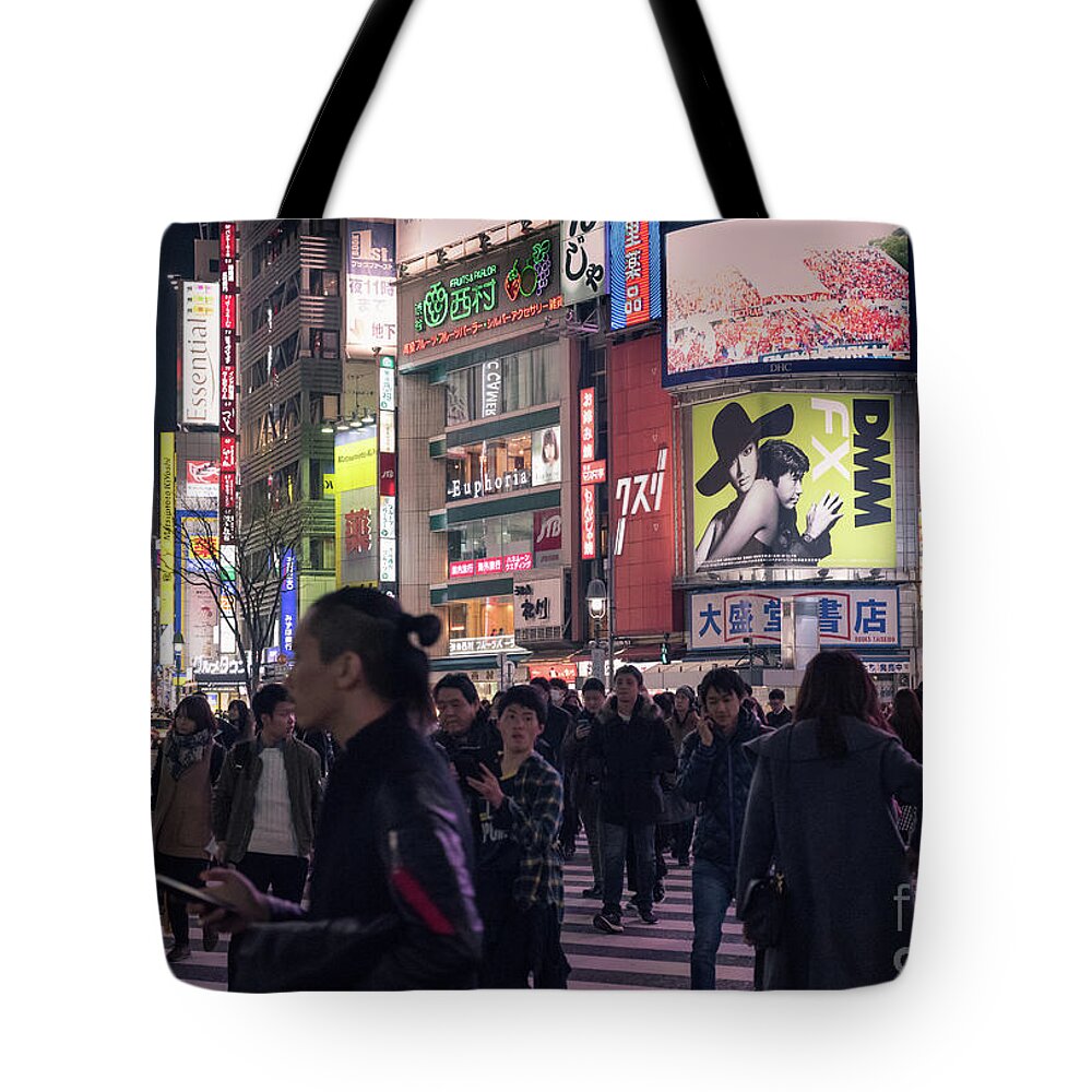 Shibuya Tote Bag featuring the photograph Shibuya Crossing, Tokyo Japan 3 by Perry Rodriguez