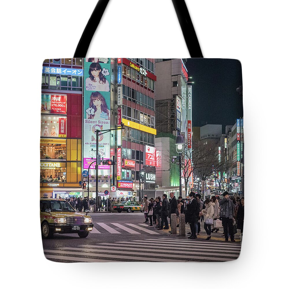 Shibuya Tote Bag featuring the photograph Shibuya Crossing, Tokyo Japan by Perry Rodriguez