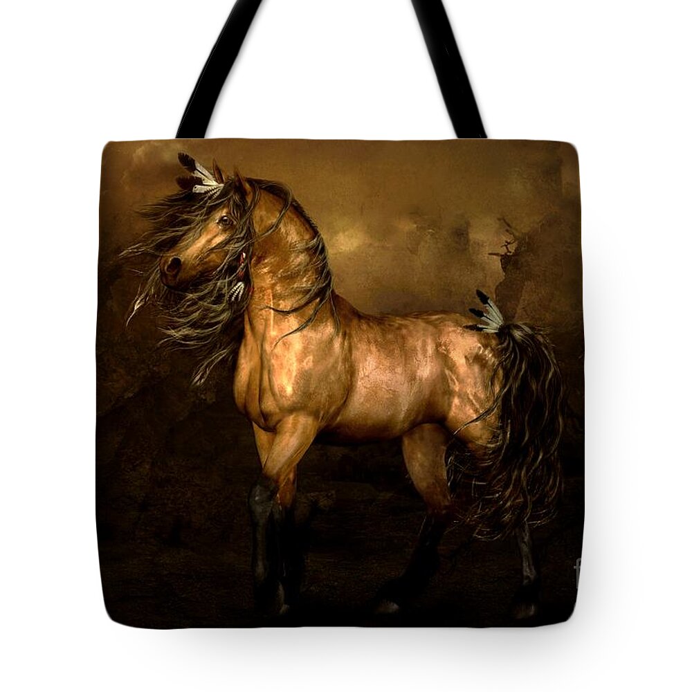 Shikoba Tote Bag featuring the digital art Shikoba Choctaw Horse by Shanina Conway