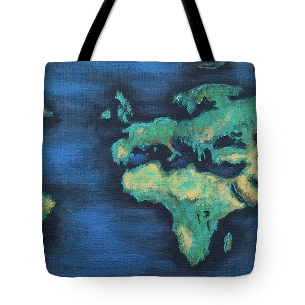 Earth Tote Bag featuring the painting Shimmering Earth by Neslihan Ergul Colley
