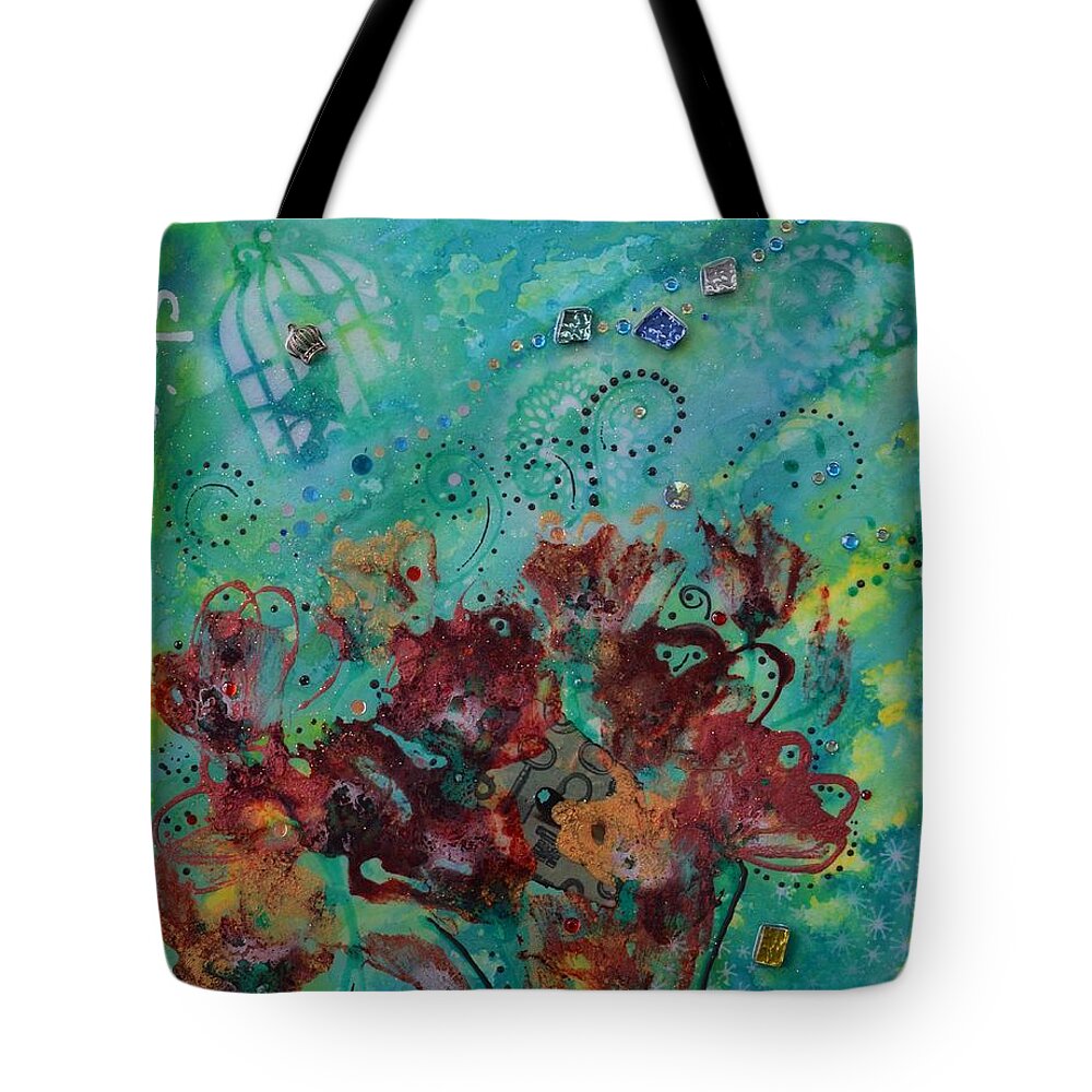 Floral Abstract Art Painting Tote Bag featuring the painting Shine by MiMi Stirn