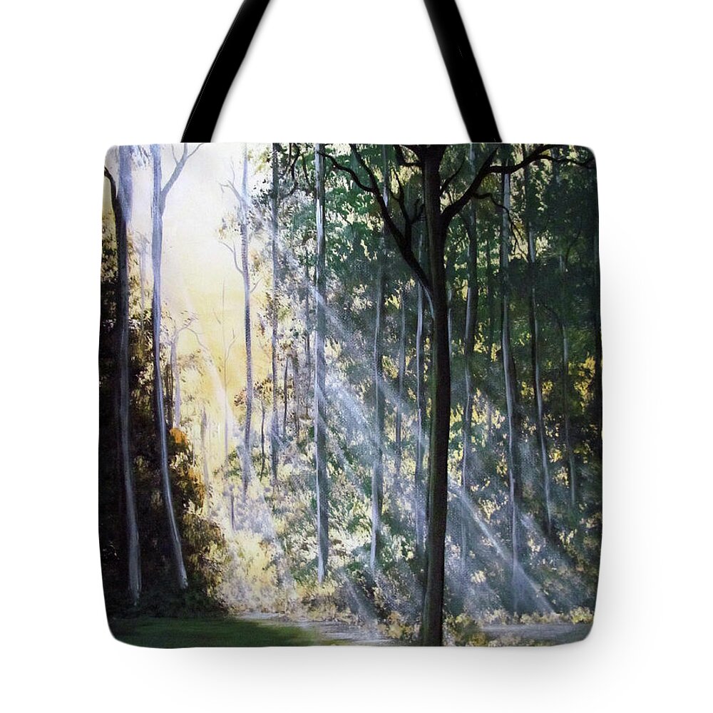 Sunshine Tote Bag featuring the painting Shining Through by Gloria E Barreto-Rodriguez