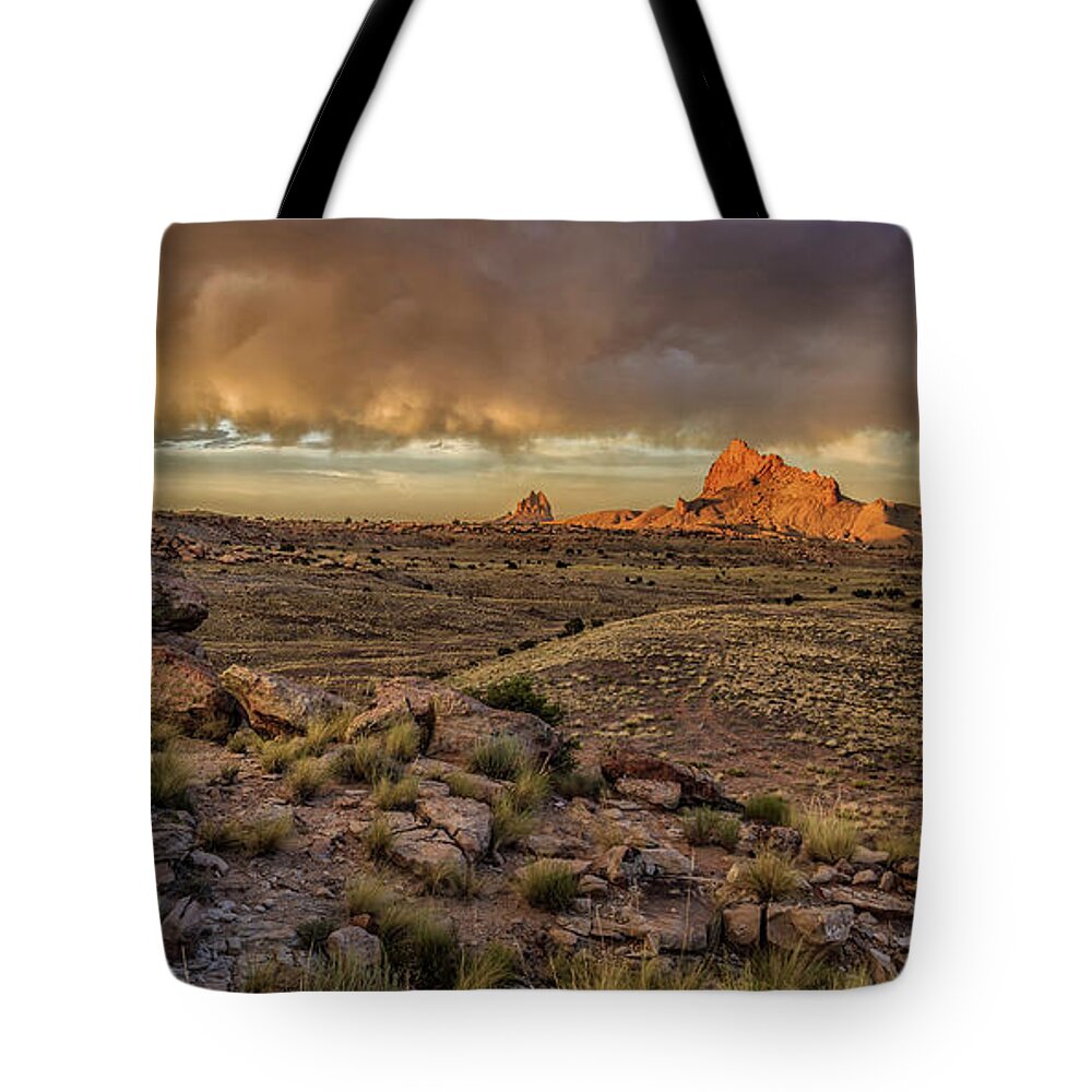 Shiprock Tote Bag featuring the photograph Shiprock In The Distance by Jaime Miller