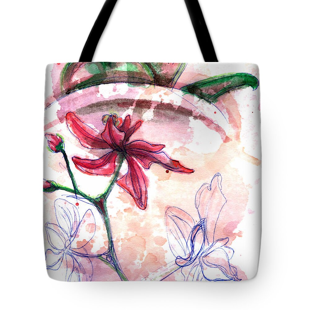 Orchid Art Tote Bag featuring the painting Shiraz Orchid II by Ashley Kujan