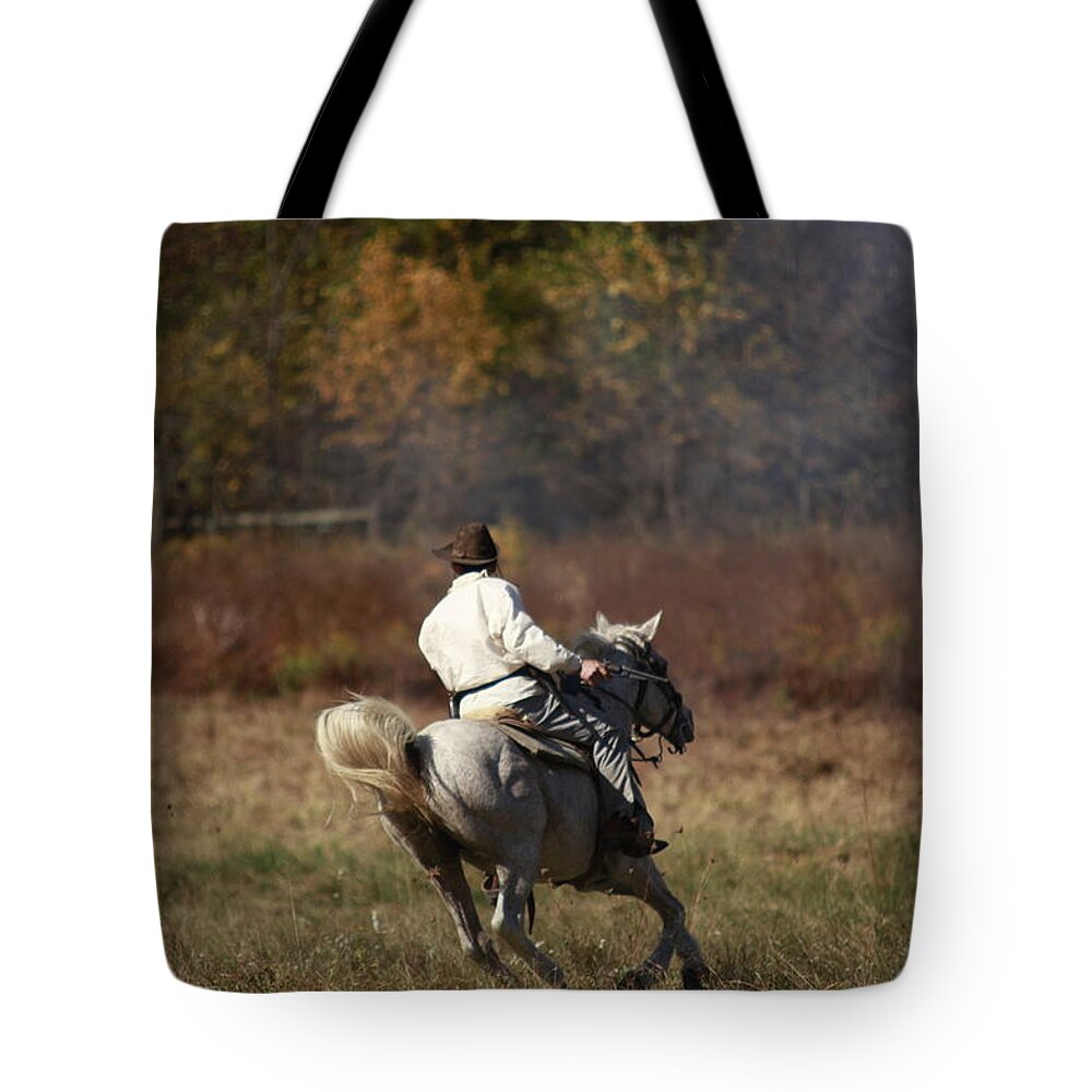Horse Tote Bag featuring the photograph Shooters Roost by Kathryn Cornett