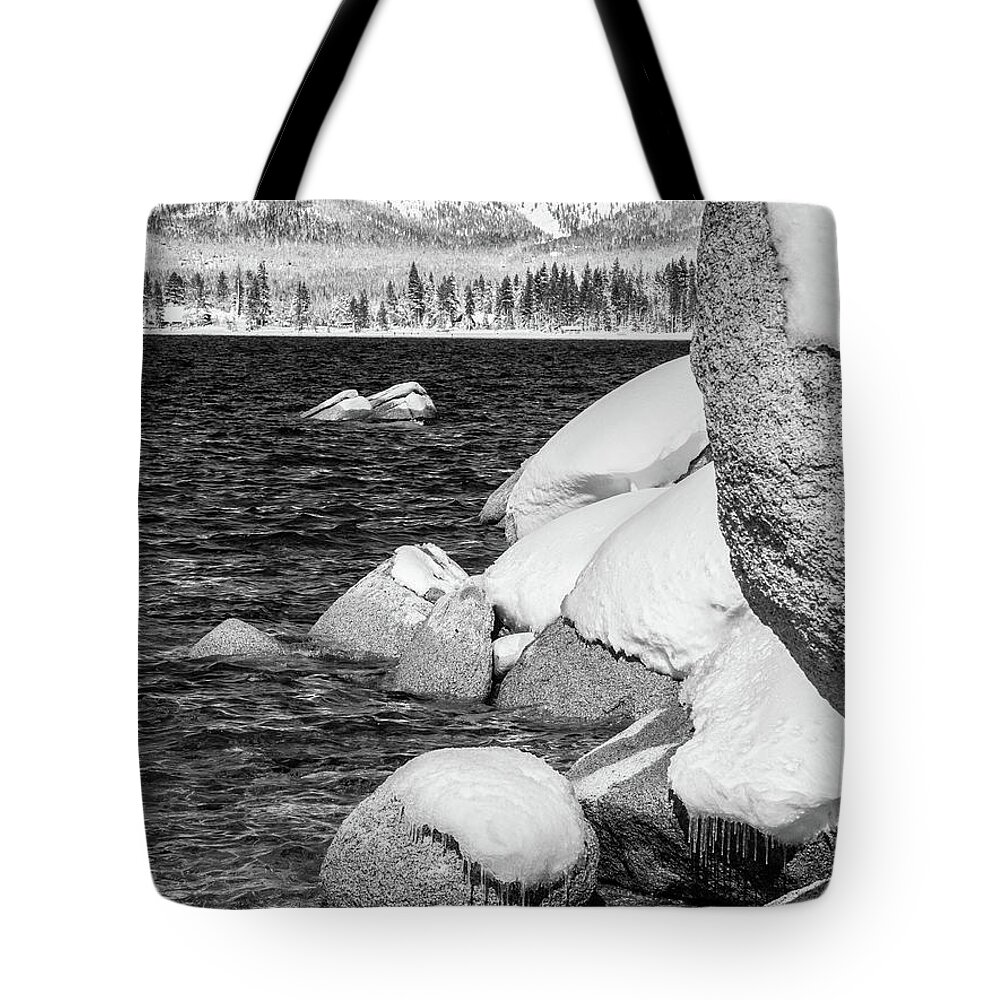 Lake Tote Bag featuring the photograph Shoreline Snow by Martin Gollery