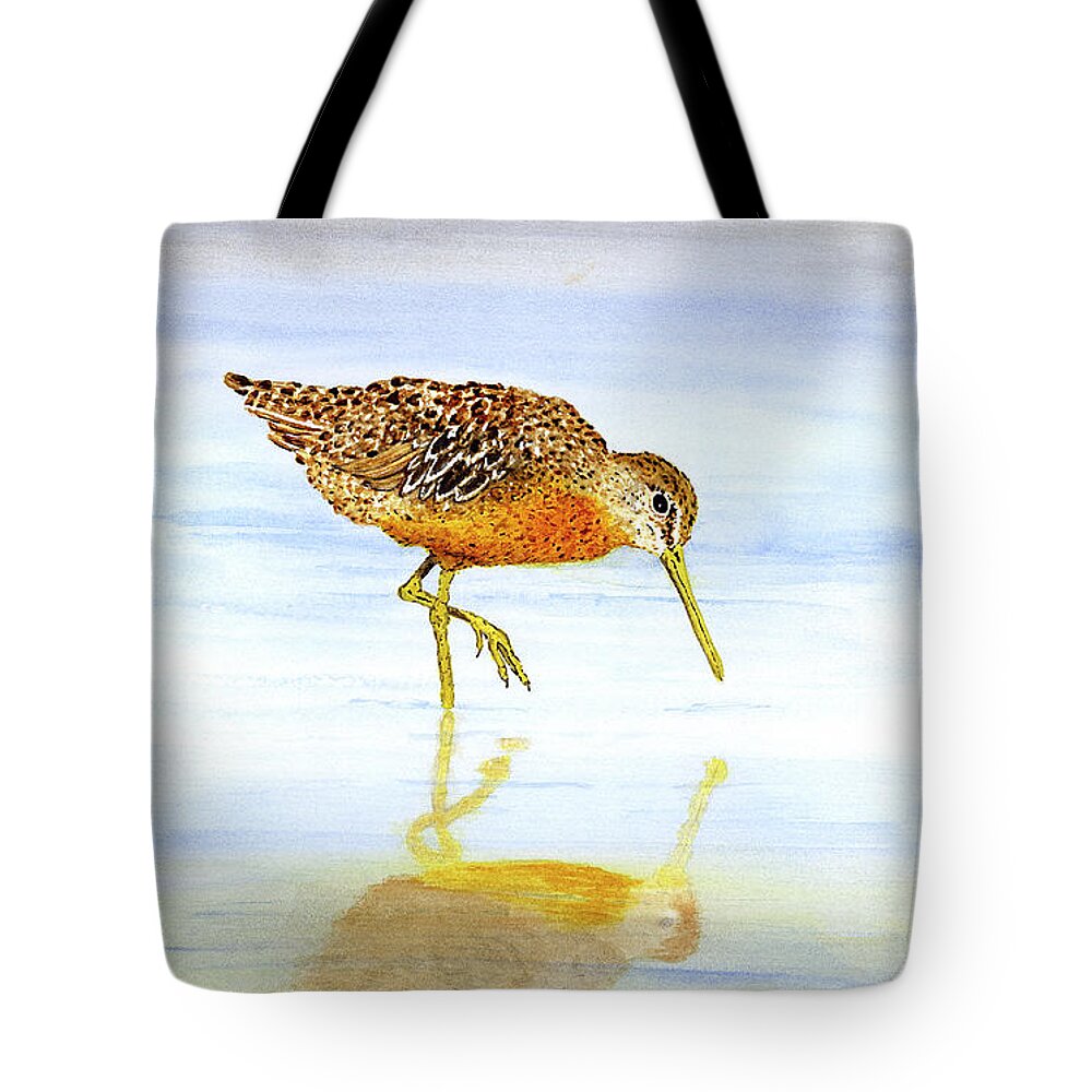 Dowitcher Tote Bag featuring the painting Short-Billed Dowitcher by Thom Glace