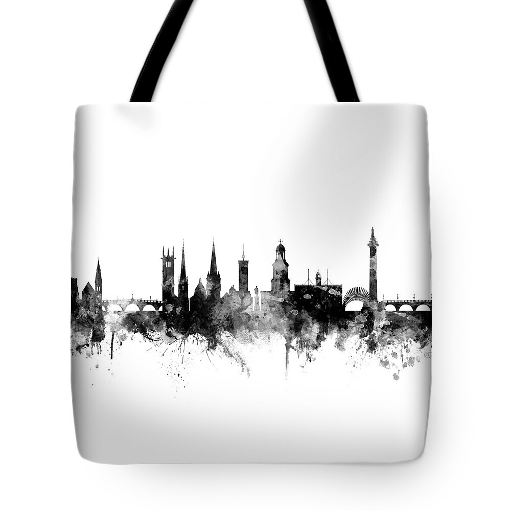City Tote Bag featuring the digital art Shrewsbury England Skyline by Michael Tompsett