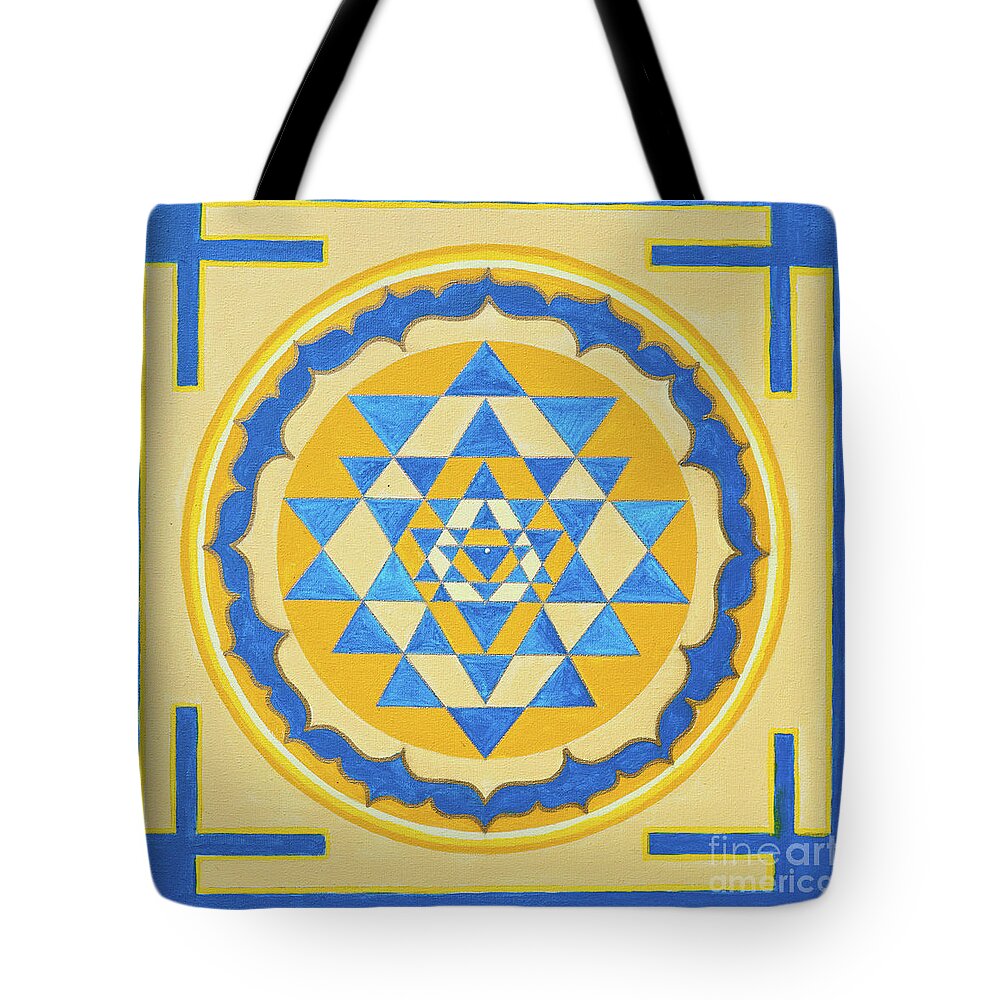 Symbols Tote Bag featuring the photograph Shri Yantra For Meditation Painted by Raimond Klavins