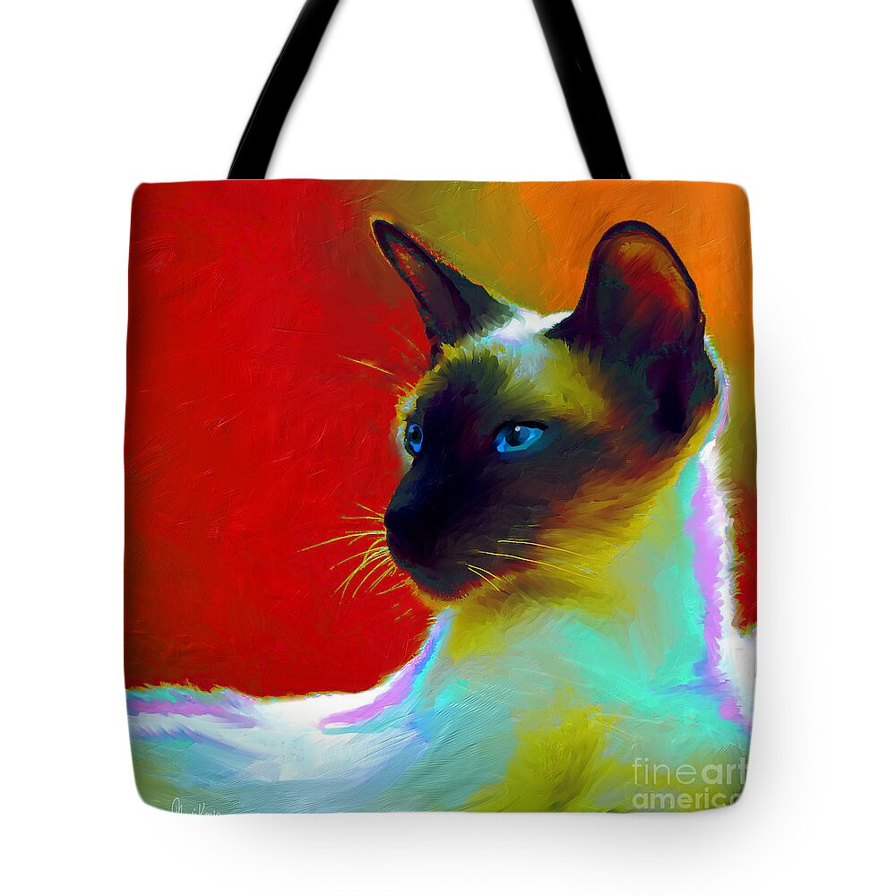 Siamese Cat Art Tote Bag featuring the painting Siamese Cat 10 Painting by Svetlana Novikova