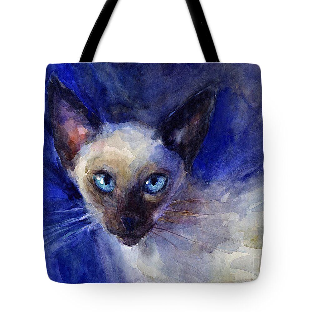 Siamese Tote Bag featuring the painting Siamese Cat by Svetlana Novikova