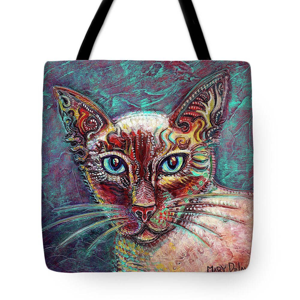 Cat Tote Bag featuring the painting Siamese Cat by Mary DeLave