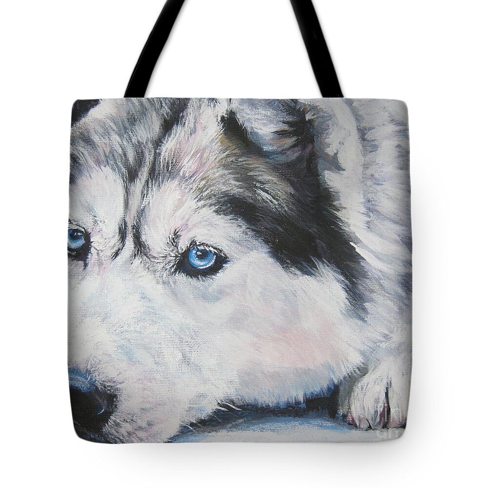 Dog Tote Bag featuring the painting Siberian Husky up close by Lee Ann Shepard