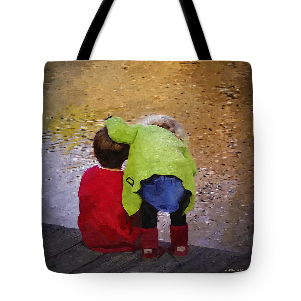 2d Tote Bag featuring the digital art Sibling Love by Brian Wallace
