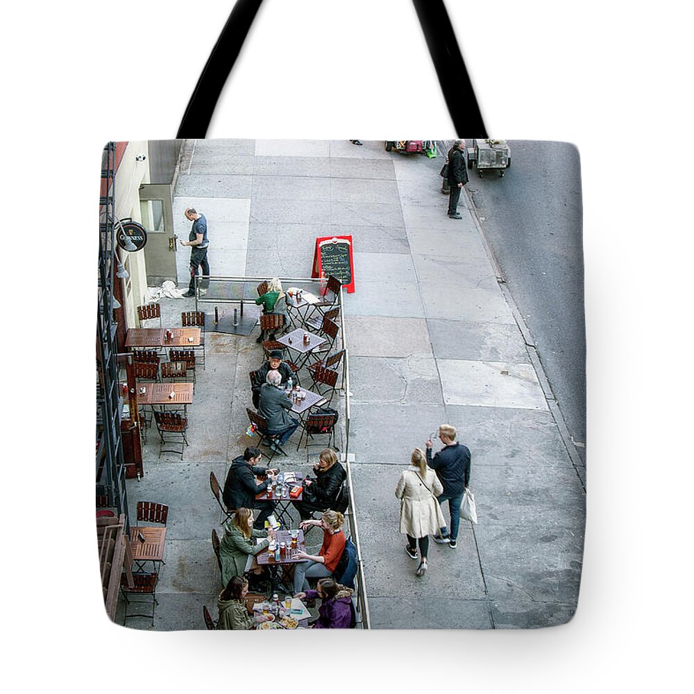 Street Tote Bag featuring the photograph Sidewalk Cafe by Alan Raasch