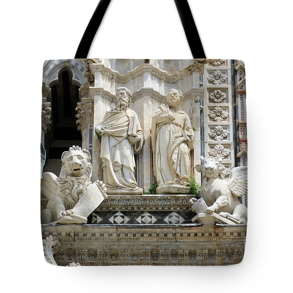Siena Italy Tote Bag featuring the photograph Siena Cathedral Statues 1141 by Jack Schultz