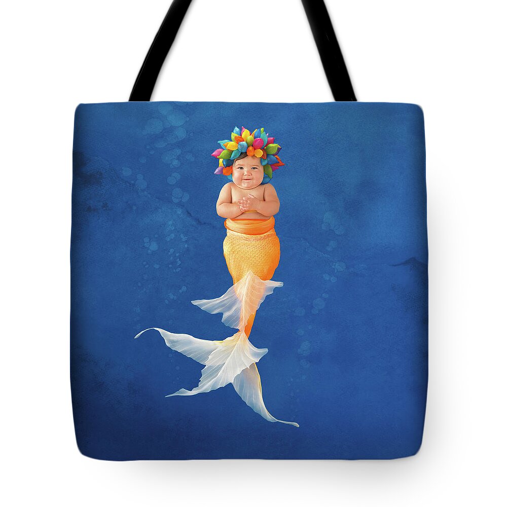 Under The Sea Tote Bag featuring the photograph Sienna as a Mermaid by Anne Geddes