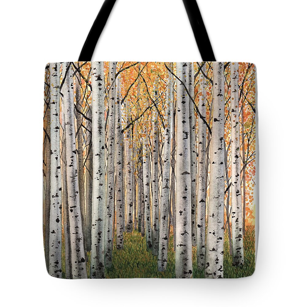 Forest Tote Bag featuring the painting Sierra Aspens by Hilda Wagner