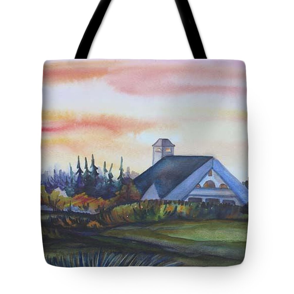 Watercolor Tote Bag featuring the painting Silence upon Midnapore by Anna Duyunova