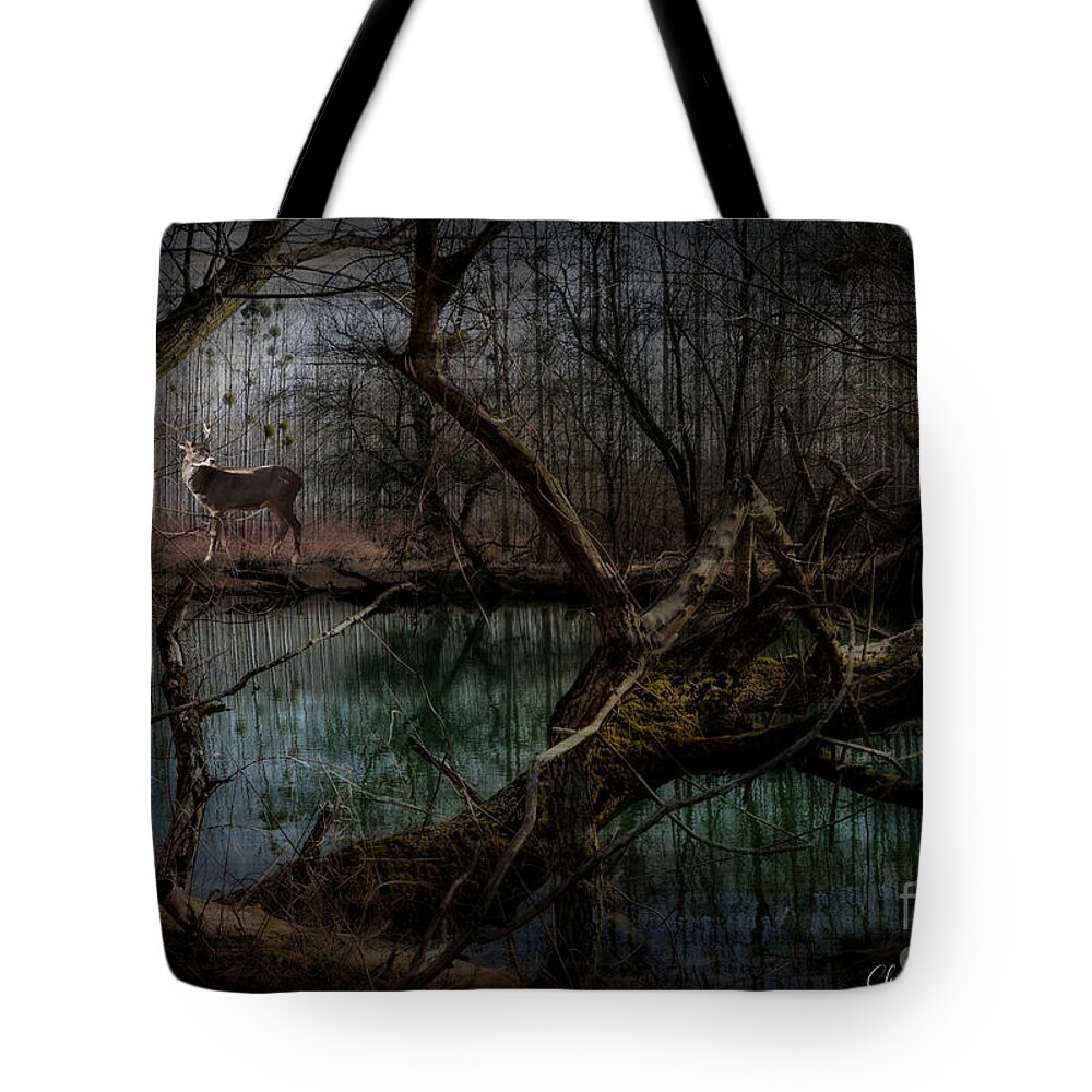Silent Tote Bag featuring the digital art Silent Forest by Chris Armytage