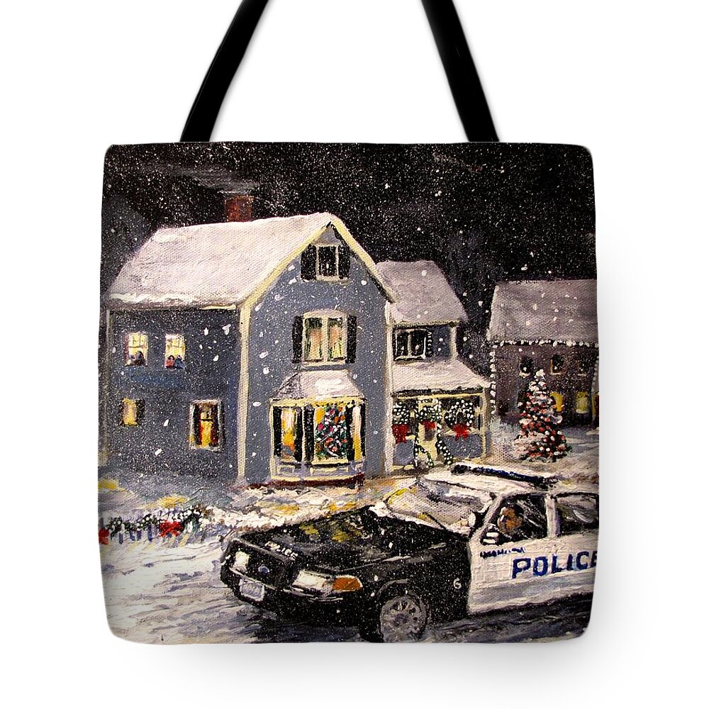 Snow Tote Bag featuring the painting Silent Knight by Jack Skinner