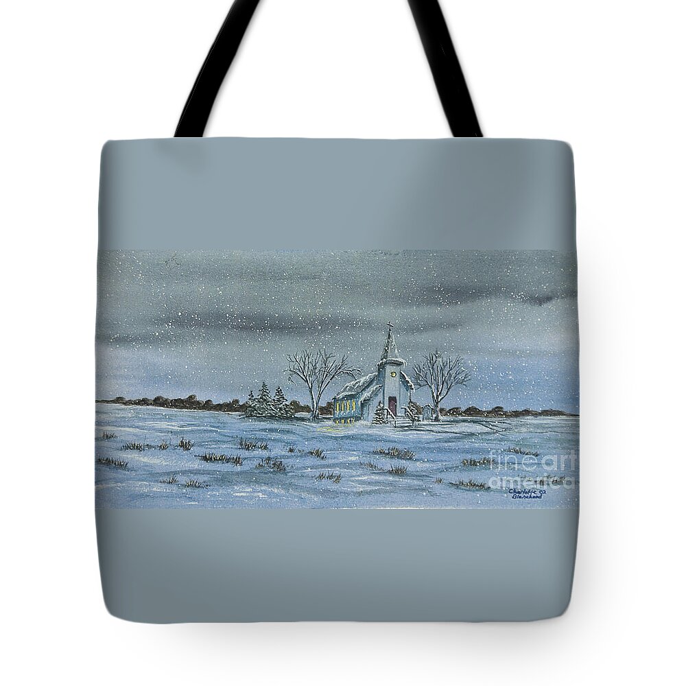 Winter Scene Paintings Tote Bag featuring the painting Silent Night by Charlotte Blanchard