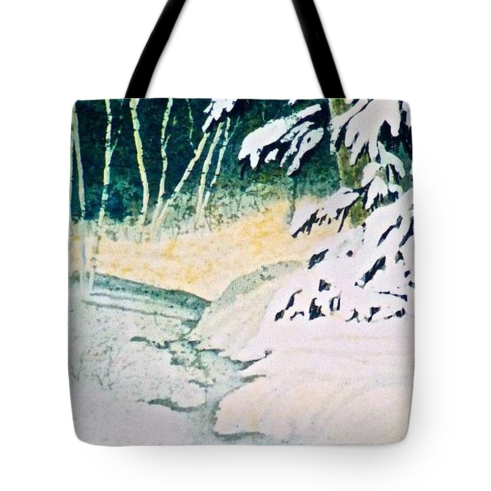 Watercolor Tote Bag featuring the painting Silent Stream by Carolyn Rosenberger