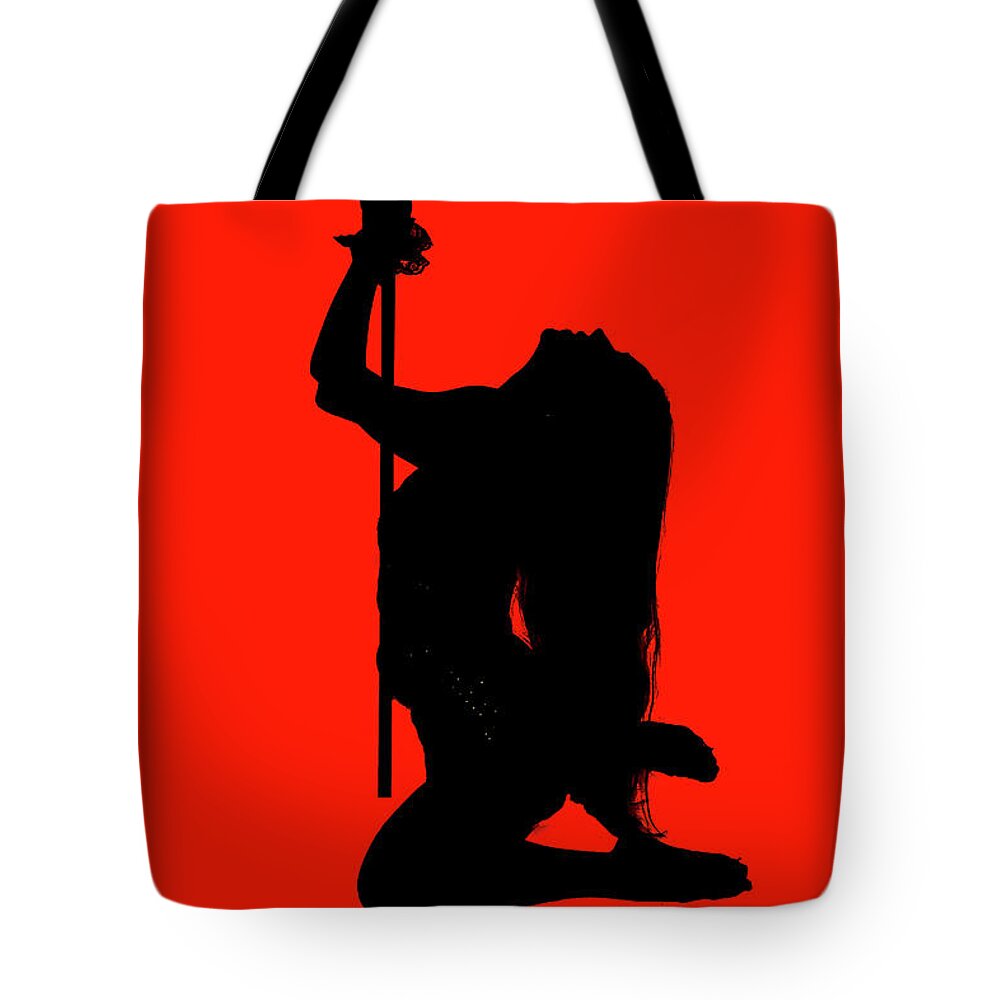 Silhouette Tote Bag featuring the photograph silhouetted Sexy pole dancer 8 by Humorous Quotes