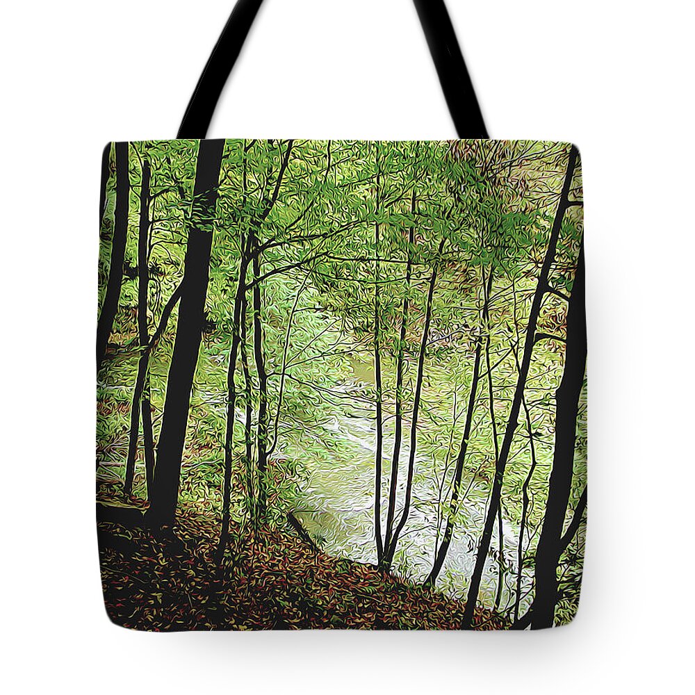 Spring Tote Bag featuring the photograph Silhouetted Trees by Linda Carruth
