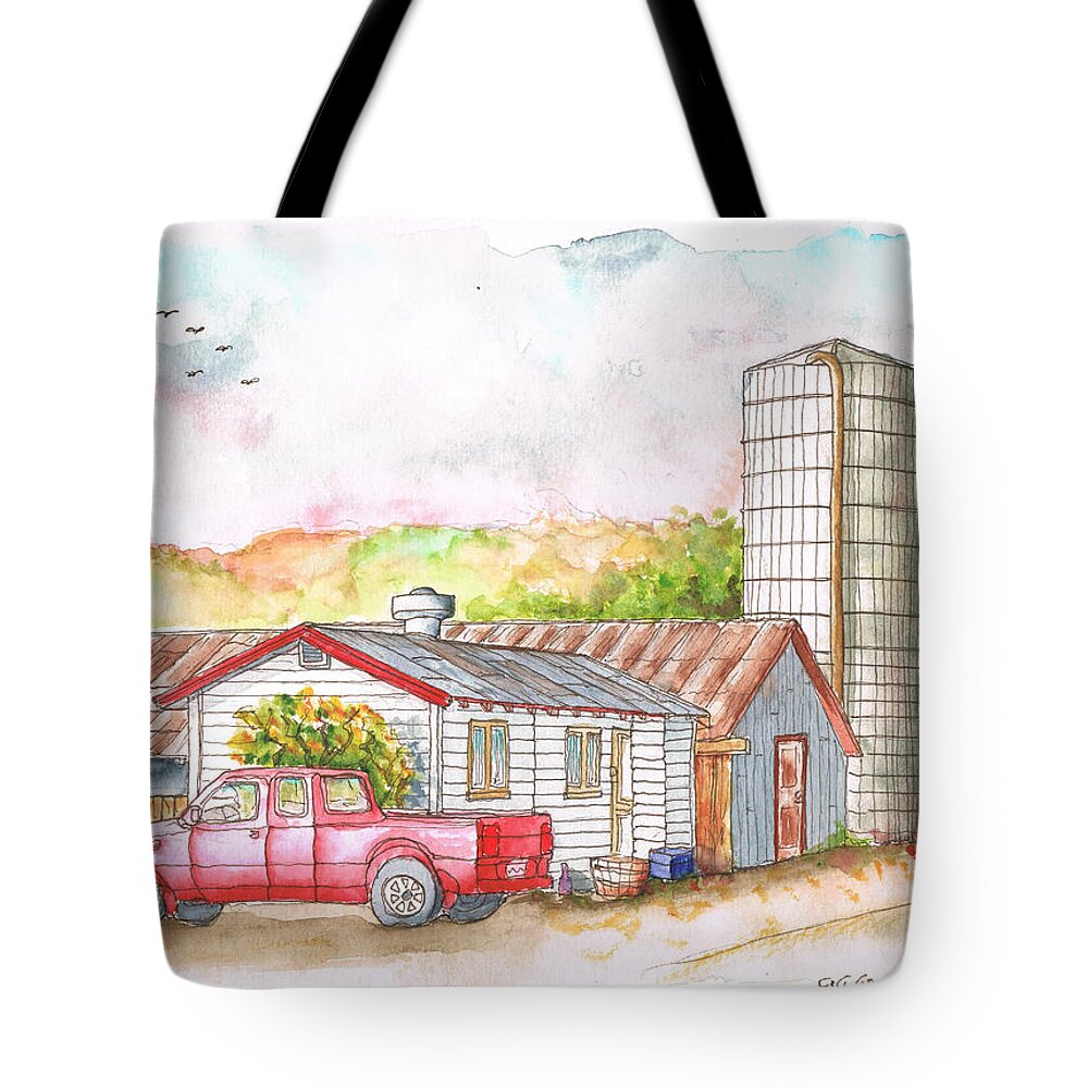 Silo Tote Bag featuring the painting Silo in Los Olivos, California by Carlos G Groppa