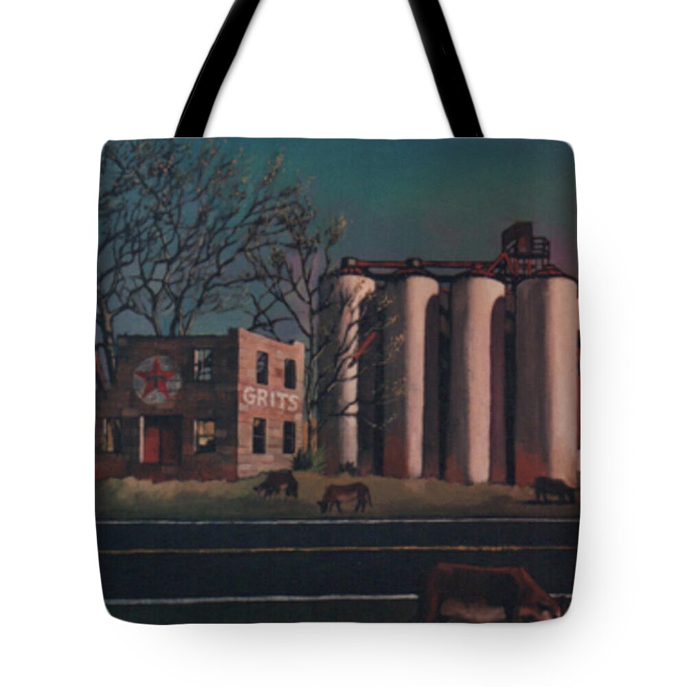 Landscape Tote Bag featuring the painting Silos by Blue Sky