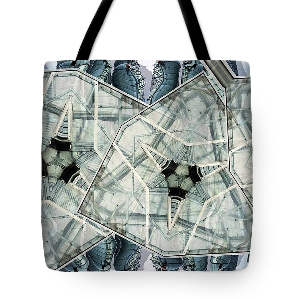 Abstract Tote Bag featuring the digital art Silos by Ronald Bissett