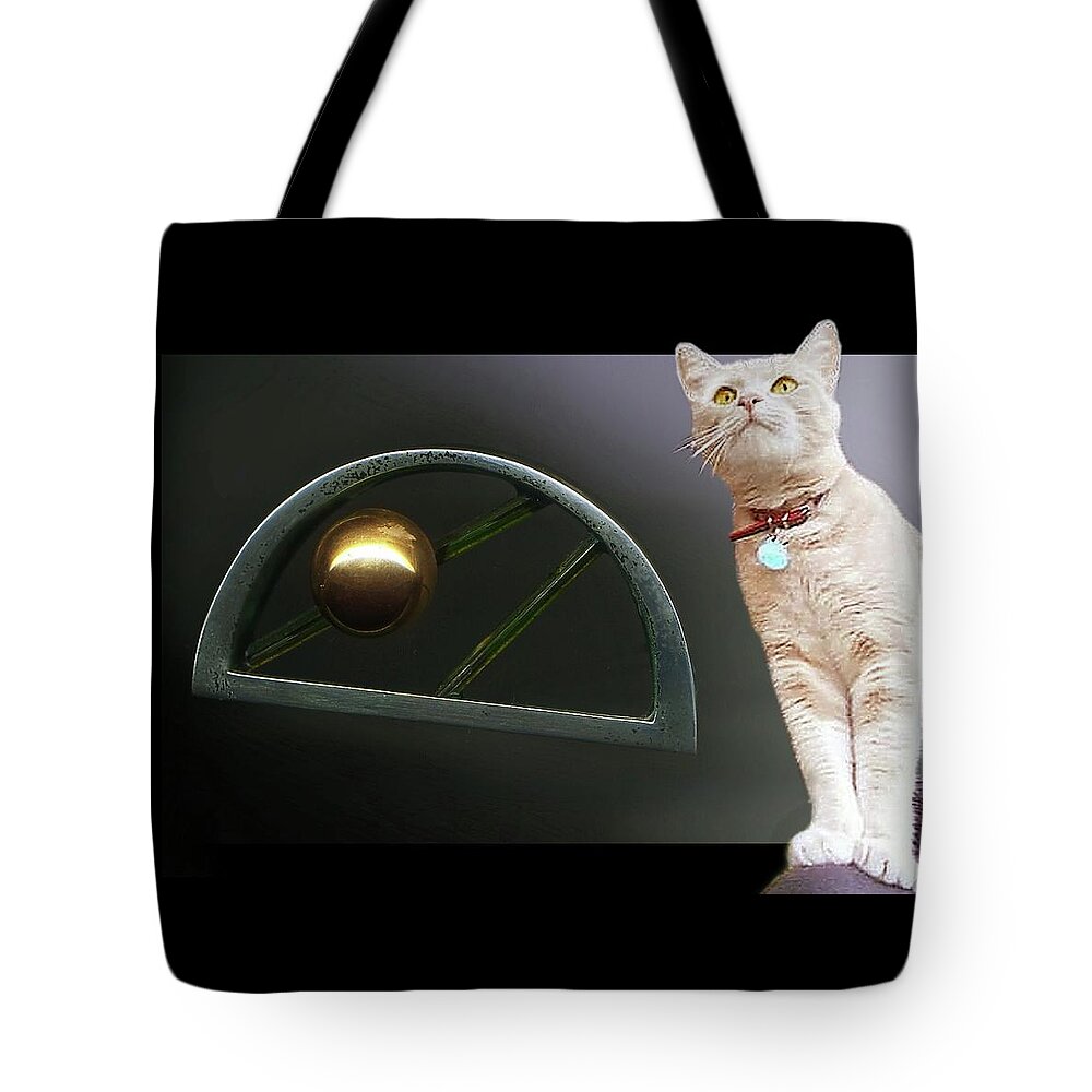 Silver Tote Bag featuring the photograph Cat, Silver and Gold Brooch by Hartmut Jager
