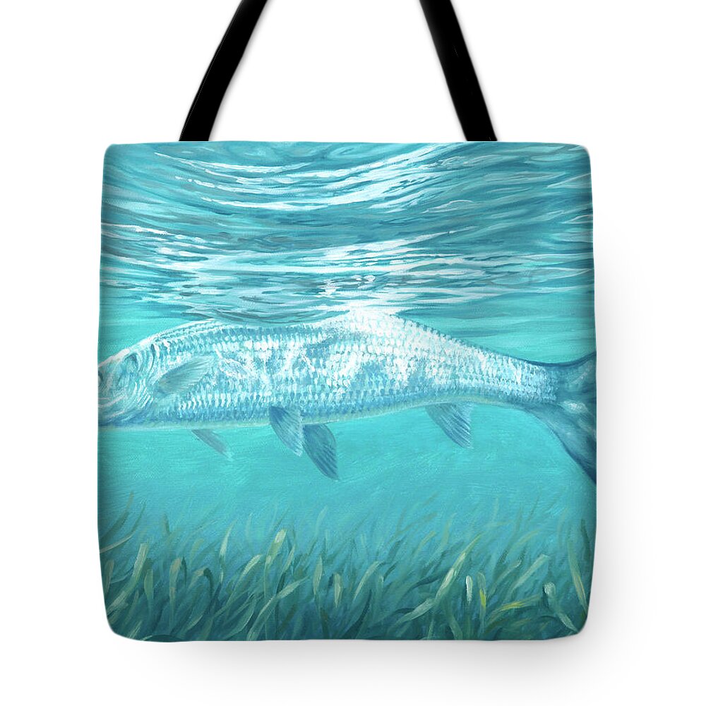 Bone Fish Tote Bag featuring the painting Silver Flash by Guy Crittenden