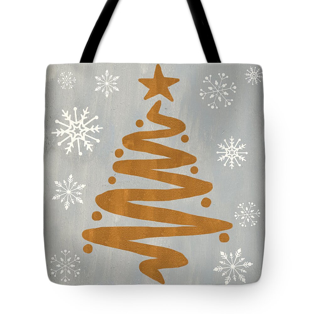Presents Tote Bag featuring the painting Silver Gold Tree by Debbie DeWitt