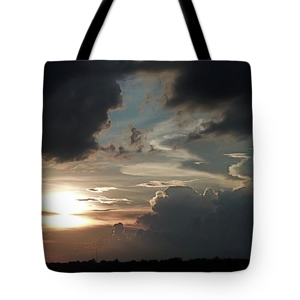Abington Sunset In Kernersville Nc Tote Bag featuring the digital art Silver lining by James Mcpherson