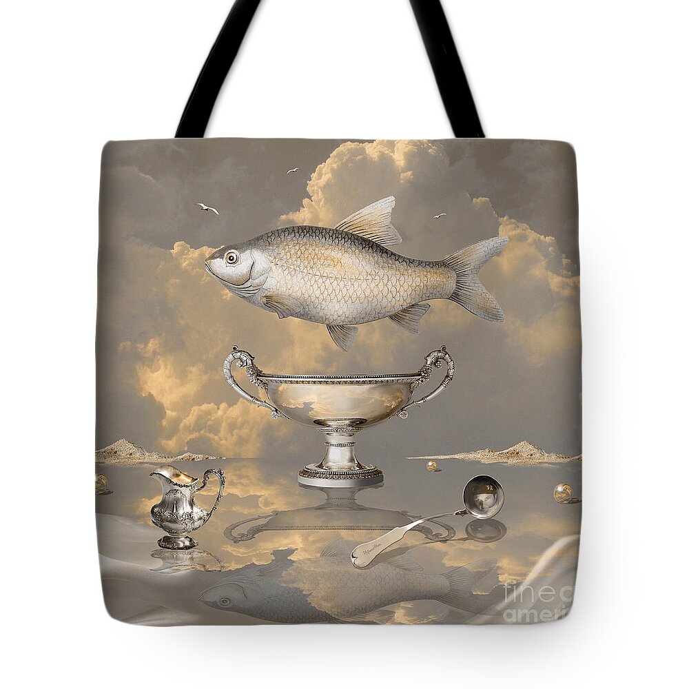 Silver Tote Bag featuring the digital art Silver mood by Alexa Szlavics