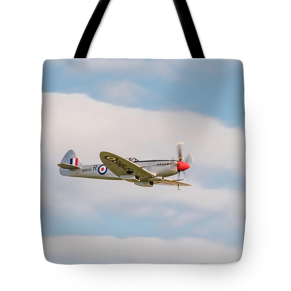 Duxford Battle Of Britain Airshow 2015 Tote Bag featuring the photograph Silver Spitfire by Gary Eason