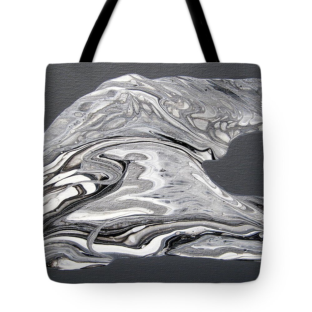 Abstract Tote Bag featuring the painting Silver Strike l by Shirley Braithwaite Hunt