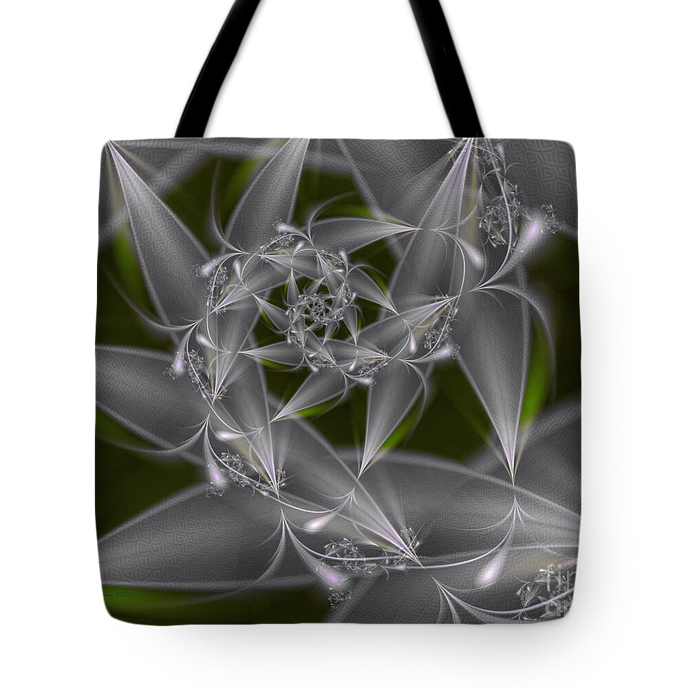 Abstract Tote Bag featuring the digital art Silverleaves by Karin Kuhlmann