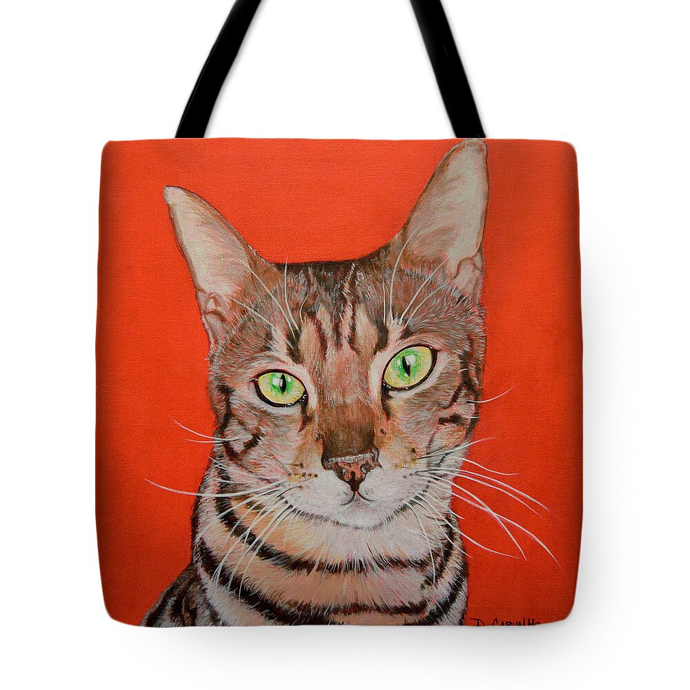 Cats Tote Bag featuring the painting Simon by Daniel Carvalho